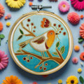 Cheeky Robin mini batik craft kit in a 10cm wooden display ring