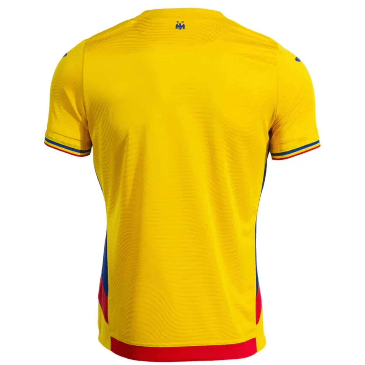 Romania home soccer jersey 2025 in classic yellow with breathable fabric and athletic fit — view 2