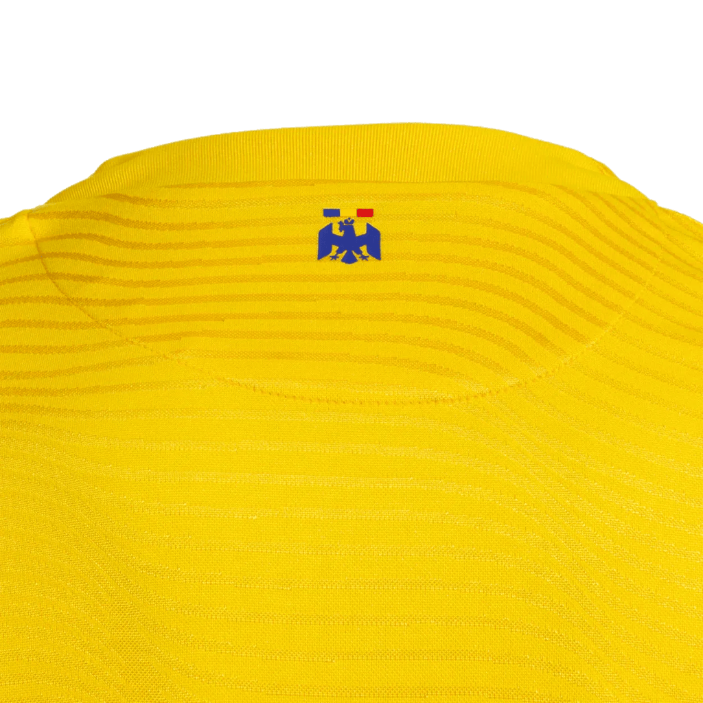 Romania home soccer jersey 2025 in classic yellow with breathable fabric and athletic fit — view 4