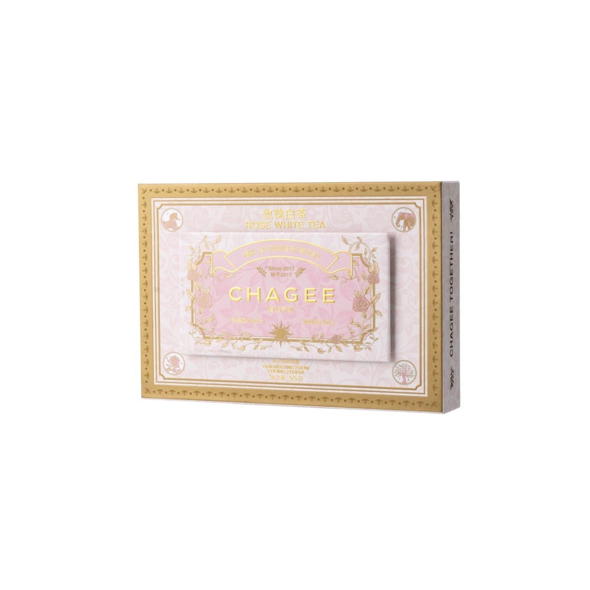Rose velvet white tea blended with aged Shoumei leaves and premium pink Pingyin rose blossoms — view 3