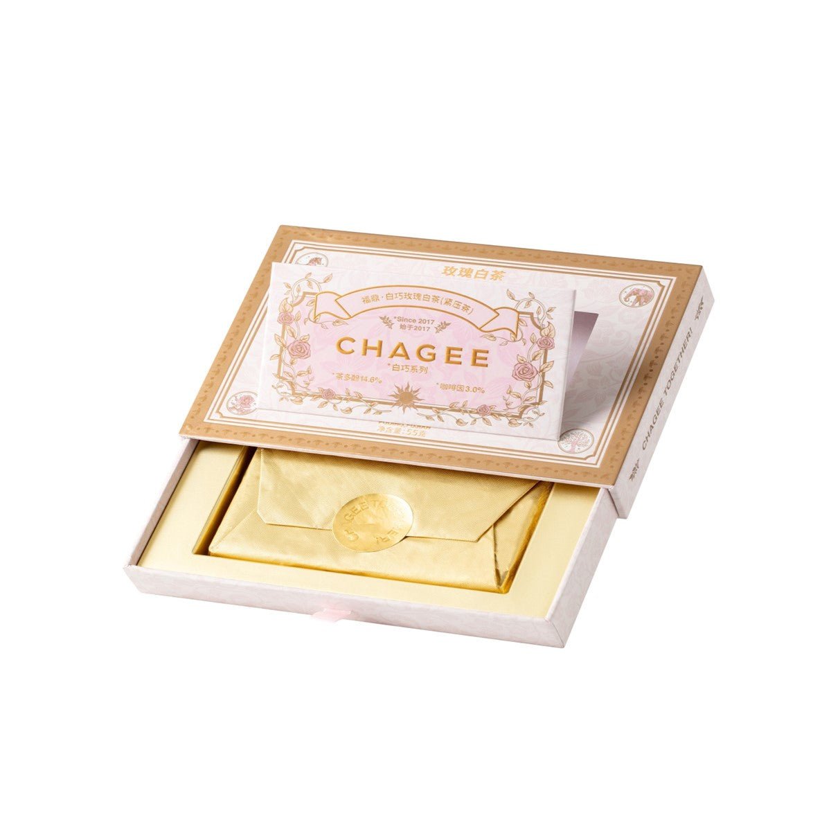 Rose velvet white tea blended with aged Shoumei leaves and premium pink Pingyin rose blossoms — view 4