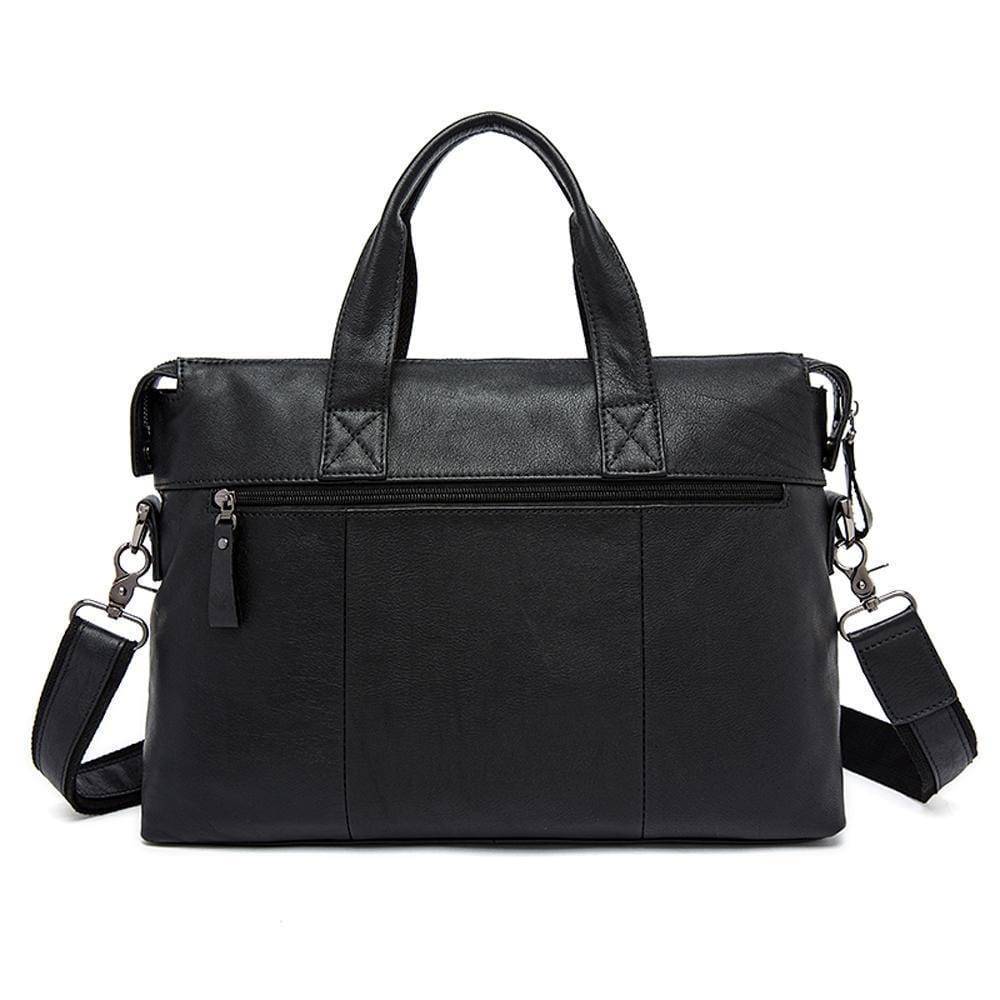 Men's vintage leather briefcase in rustic cowhide with silver hardware and adjustable padded shoulder strap. — view 4
