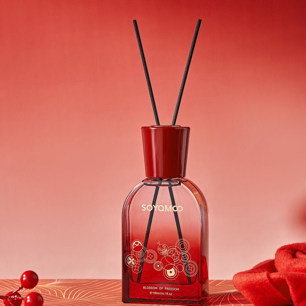 Fortune Serpent fragrance gift set, red glass reed diffuser and crystal diffuser with Himalayan salt. — view 3
