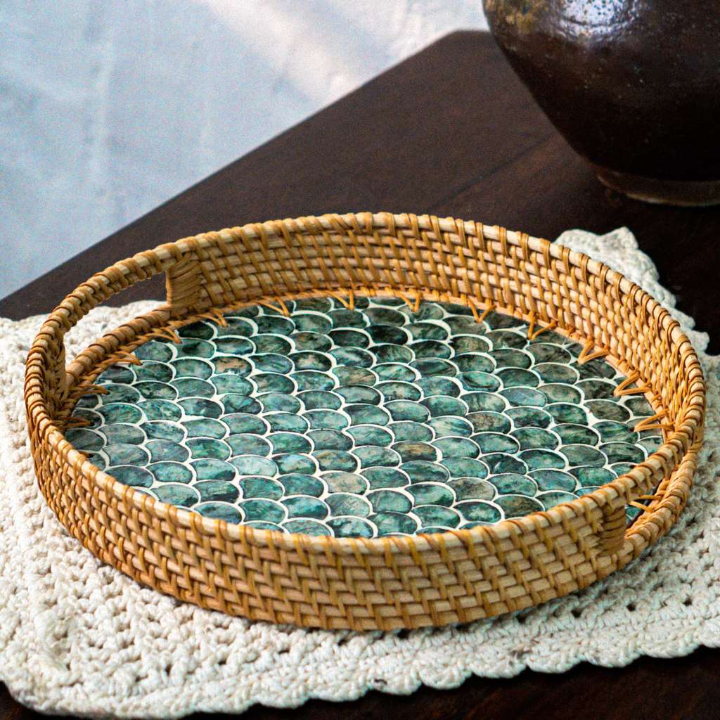 Rattan Trays • Mother of Pearl • Cascade (Multiple Sizes)-2