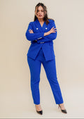 The royal-contrast double breasted 2-piece pantsuit (UK size 12)-0