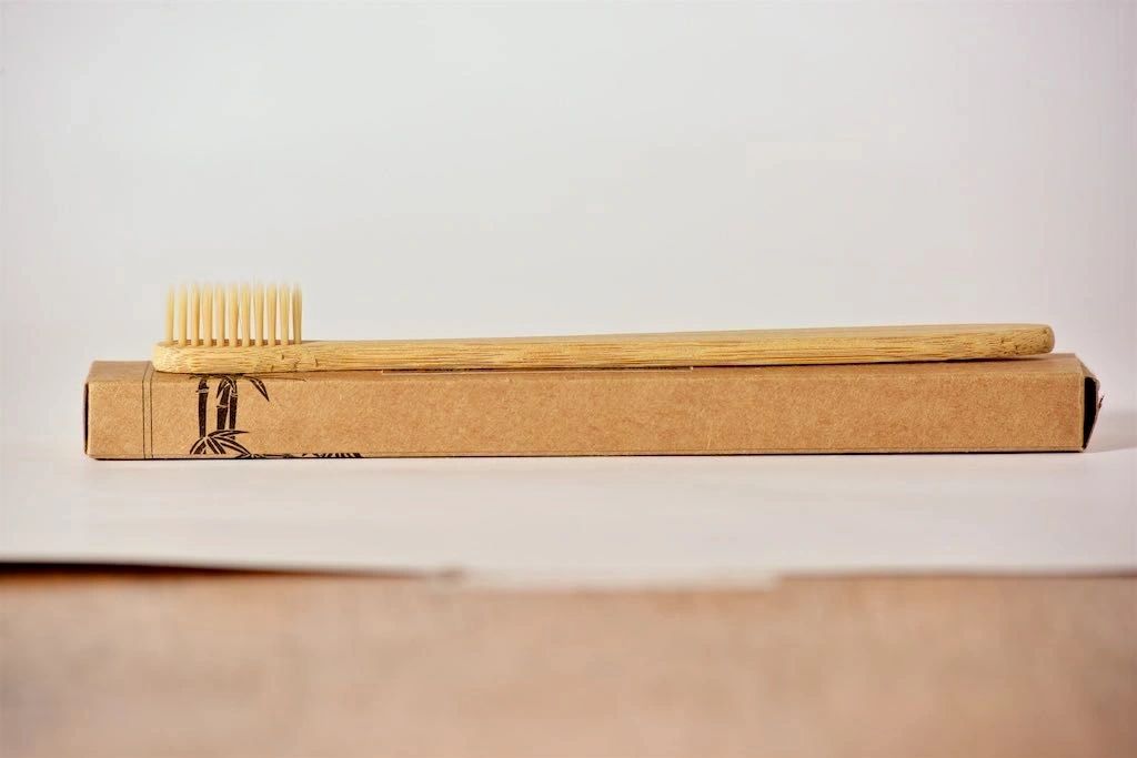 Natural bamboo toothbrush with soft bristles, eco-friendly wooden handle for sustainable daily oral care routine — view 5