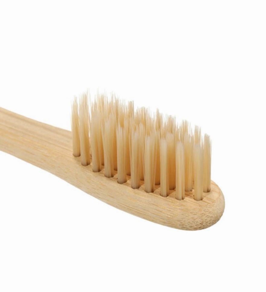 Natural bamboo toothbrush with soft bristles, eco-friendly wooden handle for sustainable daily oral care routine — view 3