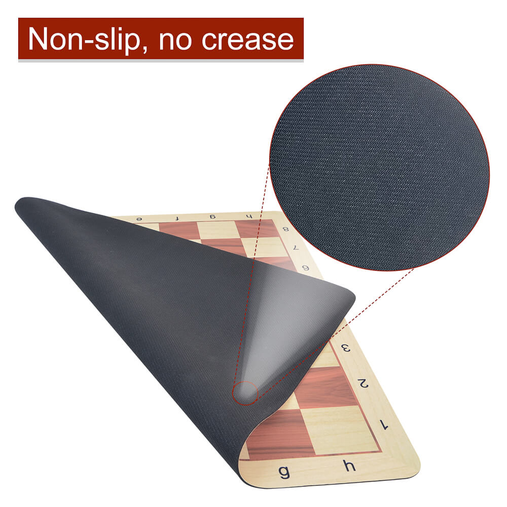50cm rubber chess board with red and cream squares in natural wood look — view 4