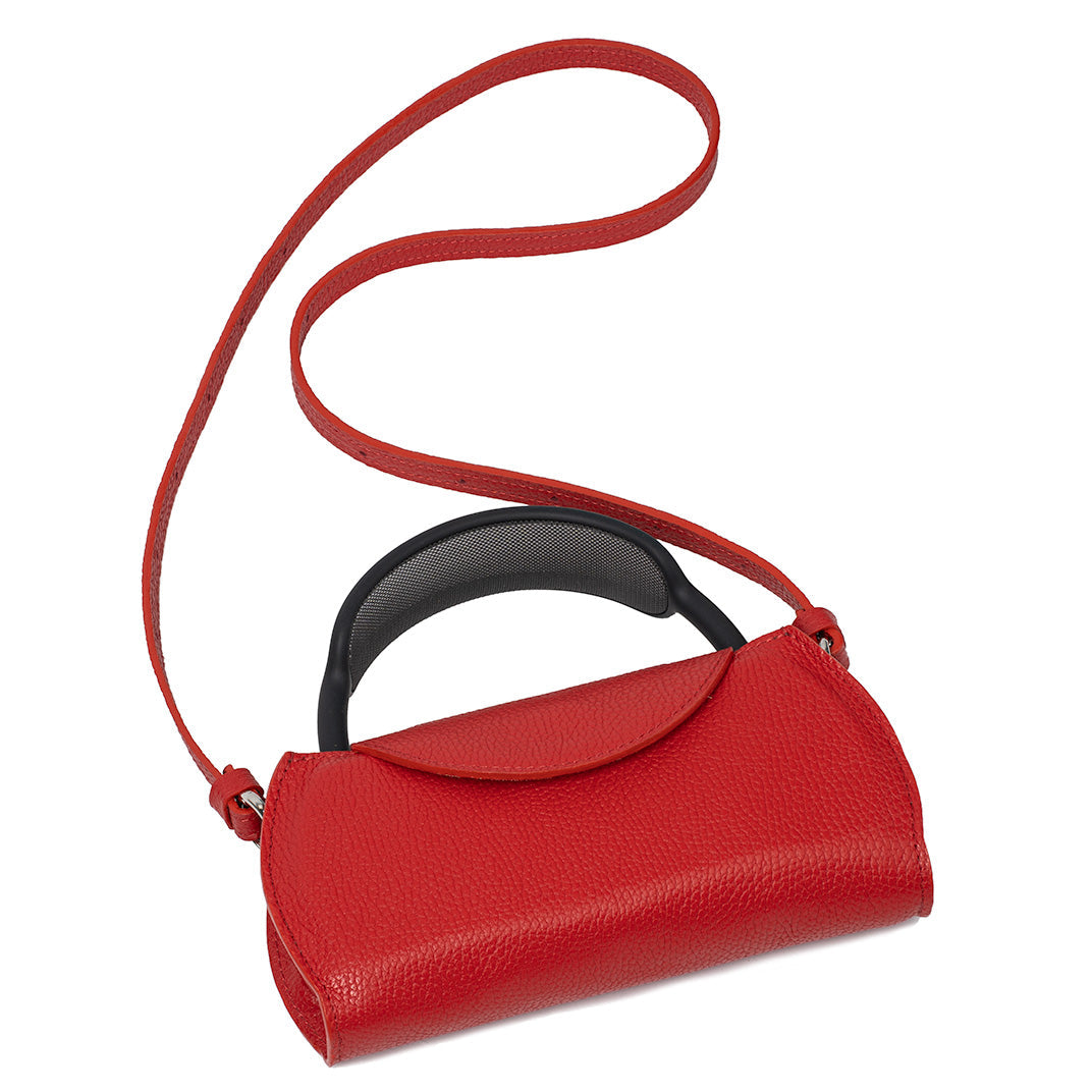 Textured Italian leather shoulder case for AirPods Max with adjustable strap and premium plush interior — view 4
