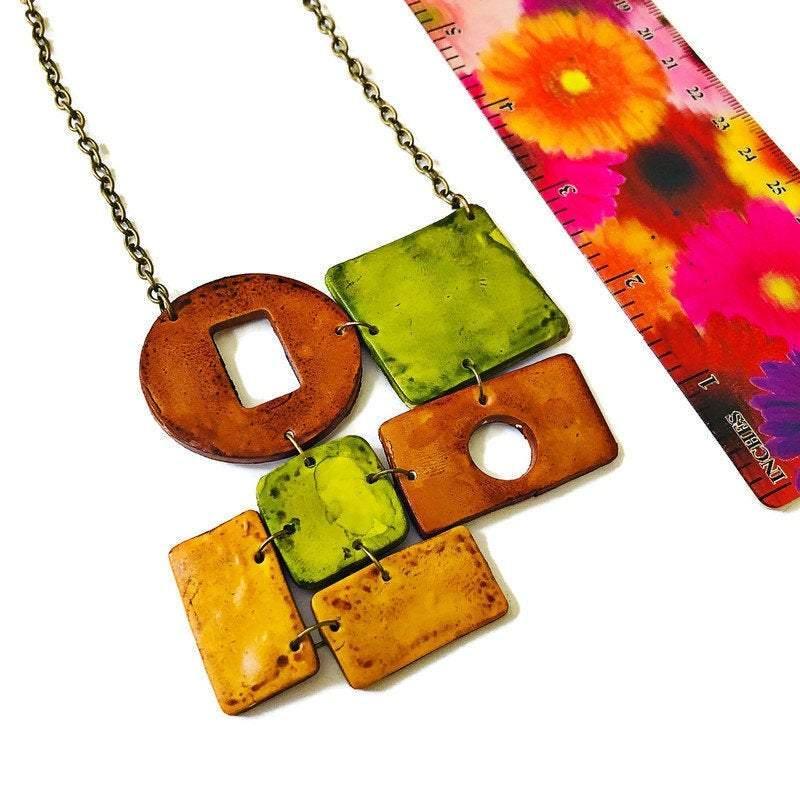 Rustic Geometric Jewelry Set with Statement Necklace & Earrings-4