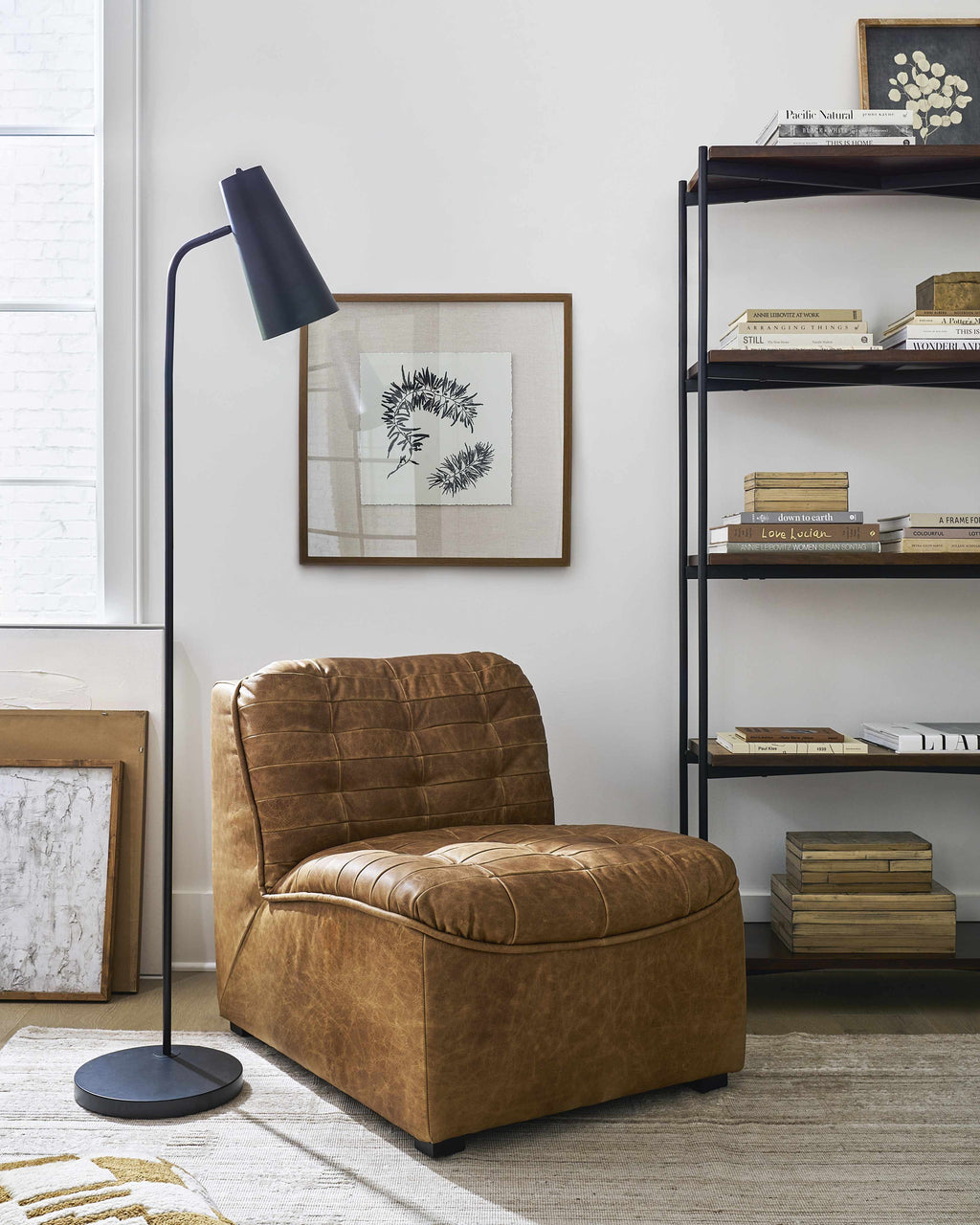 Montacuto black iron floor lamp with metal shade and metallic bronze accents for modern living rooms — view 3