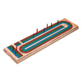 Wooden Barony cribbage board made of solid pine with red, blue, and green scoring pegs.