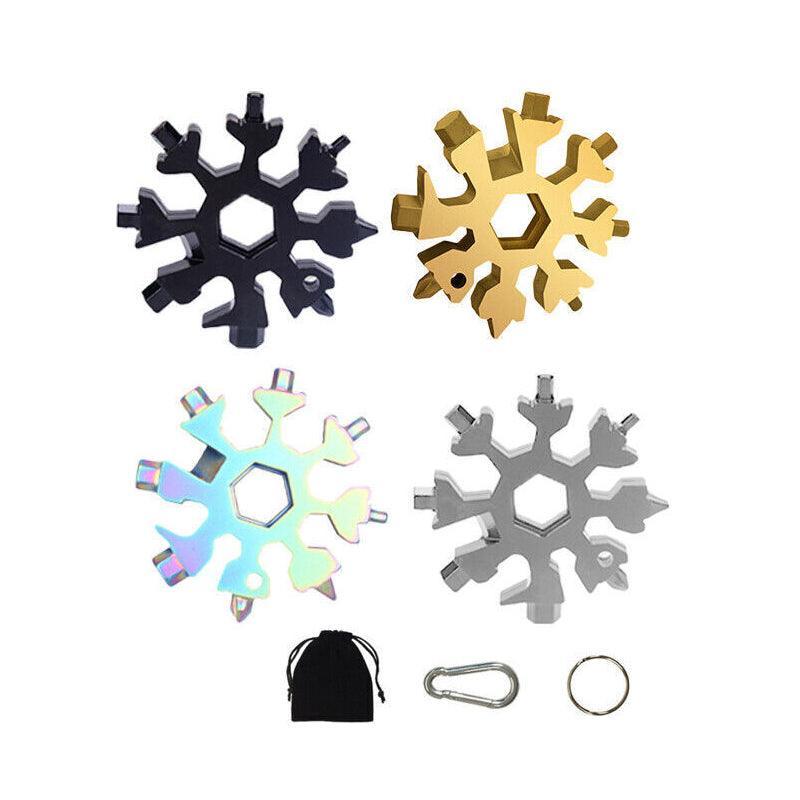 18-in-1 stainless steel snowflake multi-tool keychain with wrenches and bottle opener — view 2