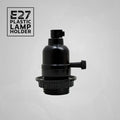 Black vintage E27 replacement lamp socket with smooth turn knob and threaded body rings