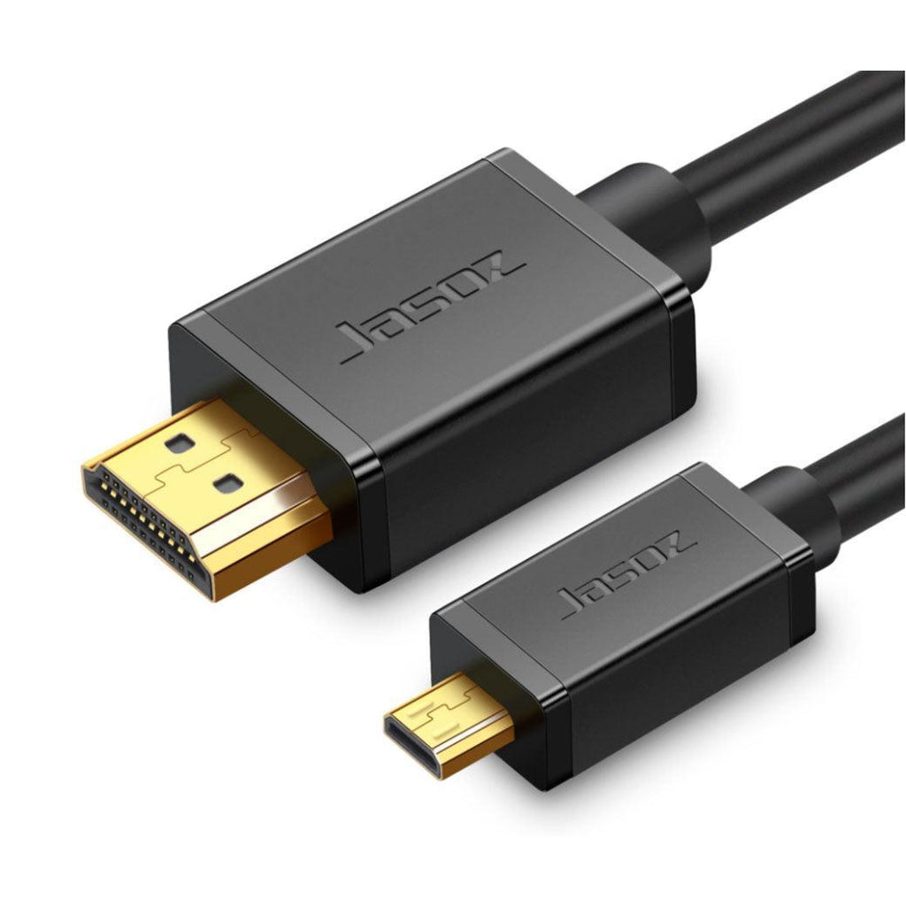 Black micro HDMI to HDMI adapter cable with gold plated connectors for digital video — view 2