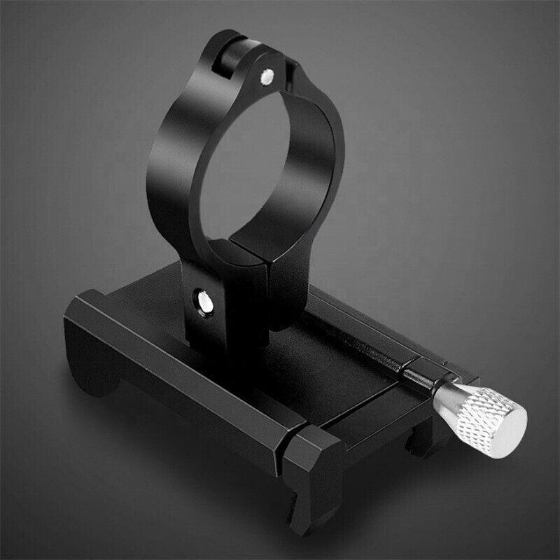 Aluminium alloy bicycle phone holder attached to a handlebar, securing a smartphone. — view 3