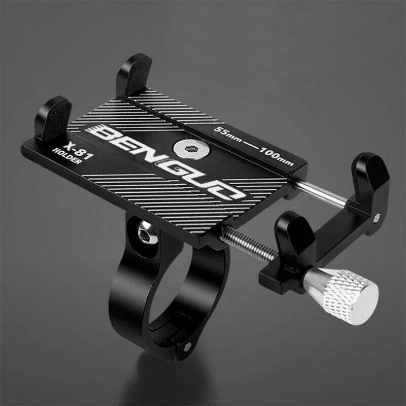 Aluminium alloy bicycle phone holder attached to a handlebar, securing a smartphone. — view 4