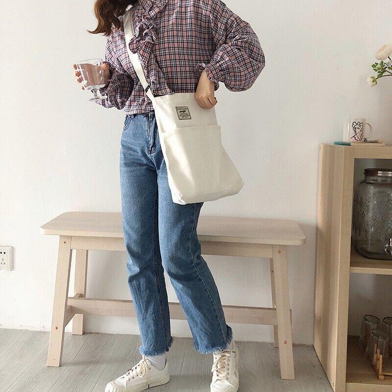 Womens canvas hobo crossbody bag with comfortable handles, smooth zippers, and casual spacious tote design — view 5