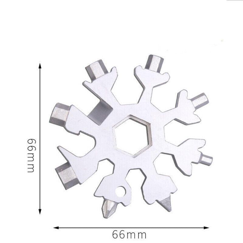 18 In 1 Stainless Multi-Tool Snowflake Keychain Wrench Screwdriver Bottle Opener
