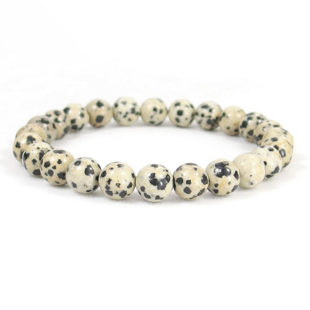 Dalmatian Jasper Beaded Crystal Bracelet-1