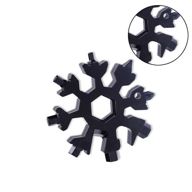 18 In 1 Stainless Multi-Tool Snowflake Keychain Wrench Screwdriver Bottle Opener