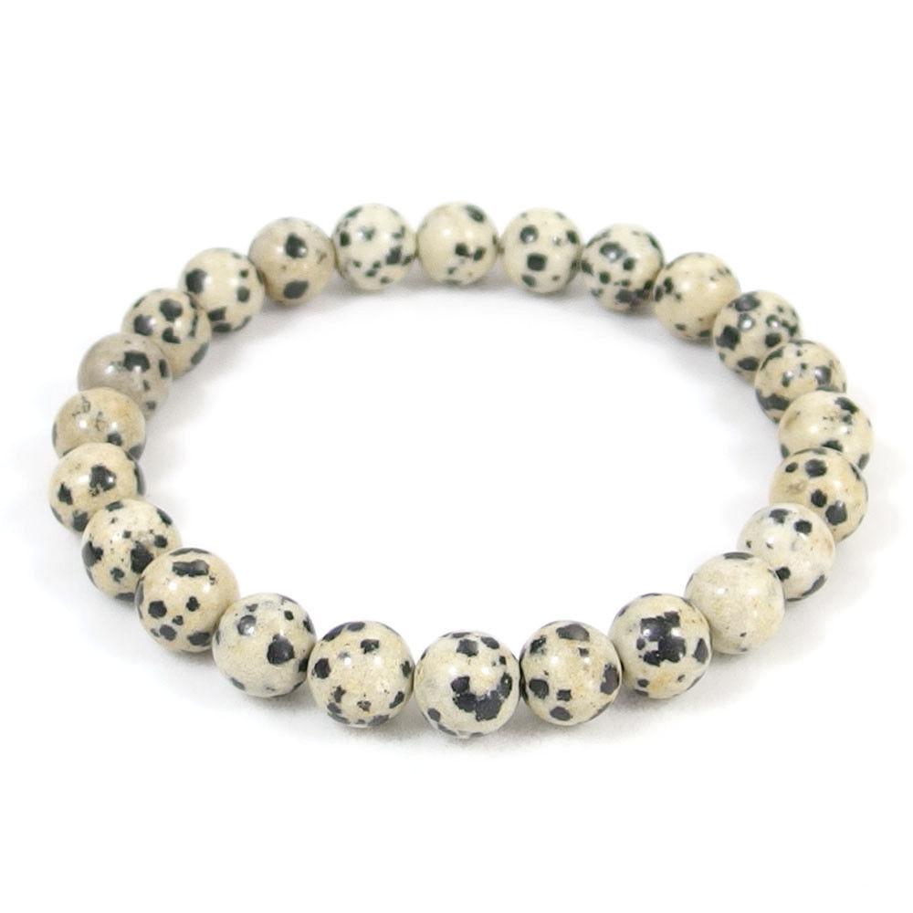 Dalmatian Jasper Beaded Crystal Bracelet-2