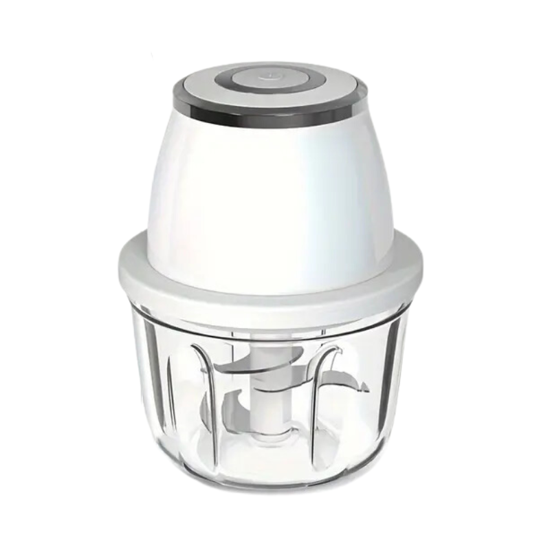 Mini USB rechargeable electric food processor with transparent bowl and stainless steel blades