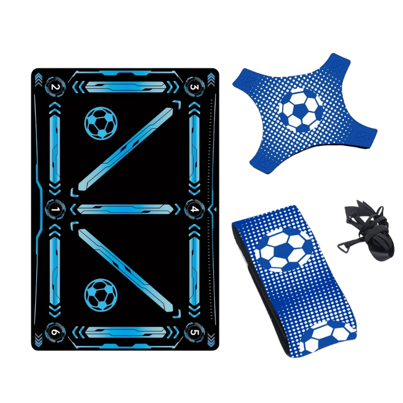 Blue diatomite soccer training mat with numbered directional guides for footwork and agility drills