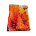 Women's orange botanical print winter scarf shawl wrap made of woven polyester