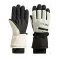 White men's winter touchscreen ski gloves with anti-slip palm grip and windproof exterior