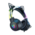 NNETM wired gaming headset with RGB lighting and detachable cat ear microphone for PC and Switch