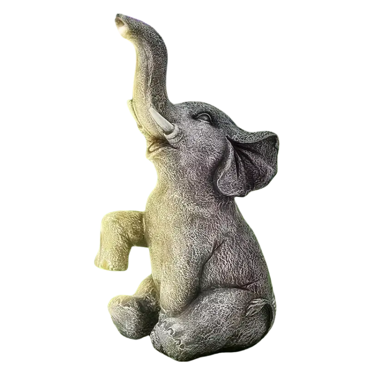 Solar powered decorative elephant LED lantern made of durable vinyl for outdoor garden lighting
