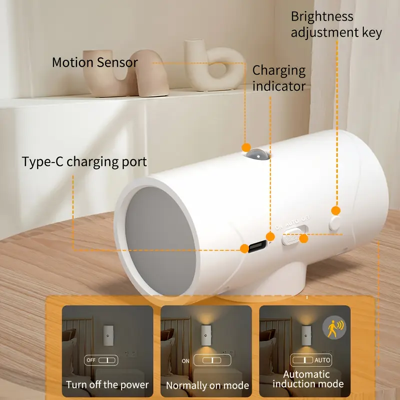 4-pack of white LED motion sensor night lights with a USB rechargeable wall-mounted design — view 4