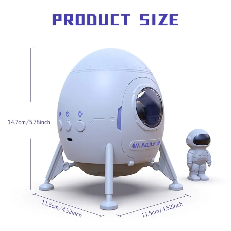 Astronaut galaxy projector night light made of white plastic featuring magnetic figures and lunar mat — view 5