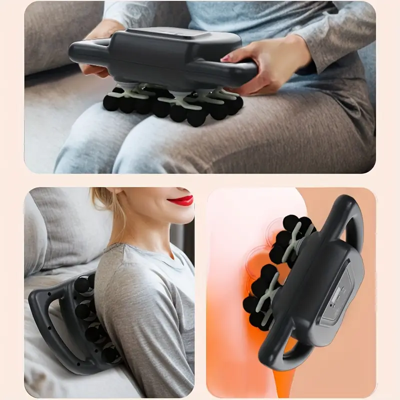 Dark gray deep tissue percussion massage gun with 24 interchangeable heads for muscle recovery. — view 4