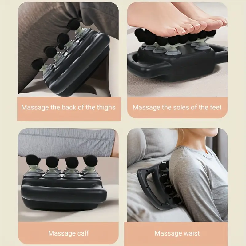 Dark gray deep tissue percussion massage gun with 24 interchangeable heads for muscle recovery. — view 5