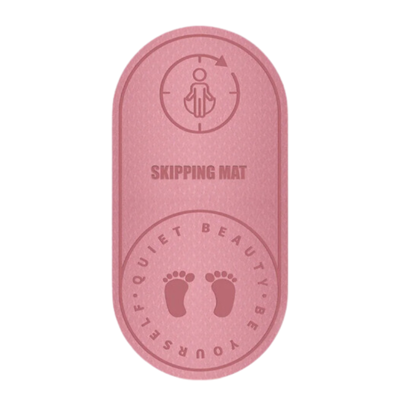 Pink 8mm thick natural rubber jump rope mat for high impact indoor fitness and yoga