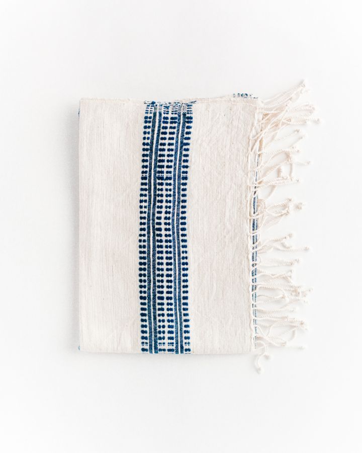 Aden cotton hand towel in a folded stack, showcasing rich hand-spun Ethiopian cotton texture — view 5