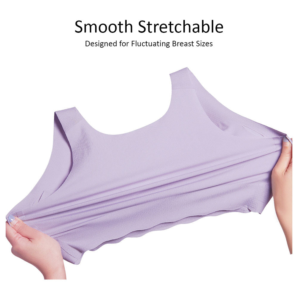 Seamless nursing bra in ultra soft stretchy fabric with wide shoulder straps and drop down — view 3