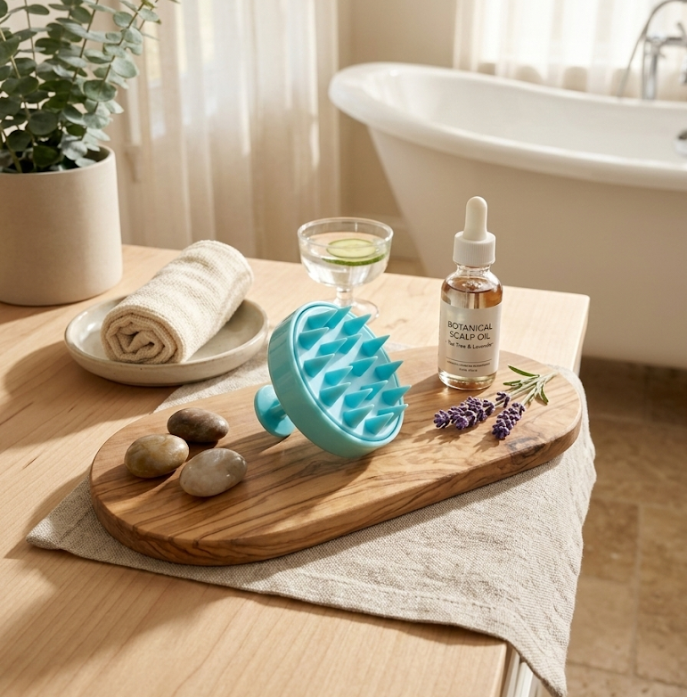 Hair scalp massager with soft silicone bristles and an ergonomic handle for deep cleaning and exfoliation — view 2