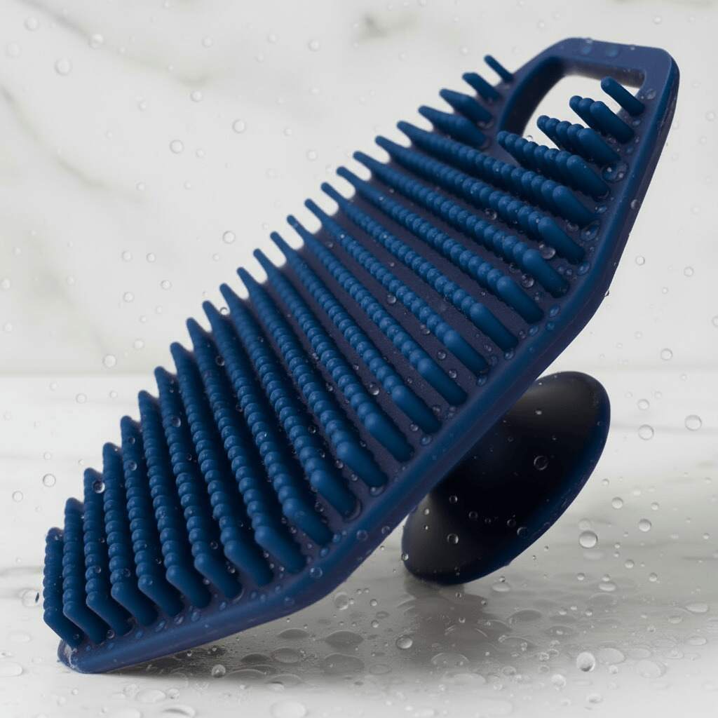 Compact silicone exfoliating face scrubber with soft bristles for gentle daily facial cleansing — view 2
