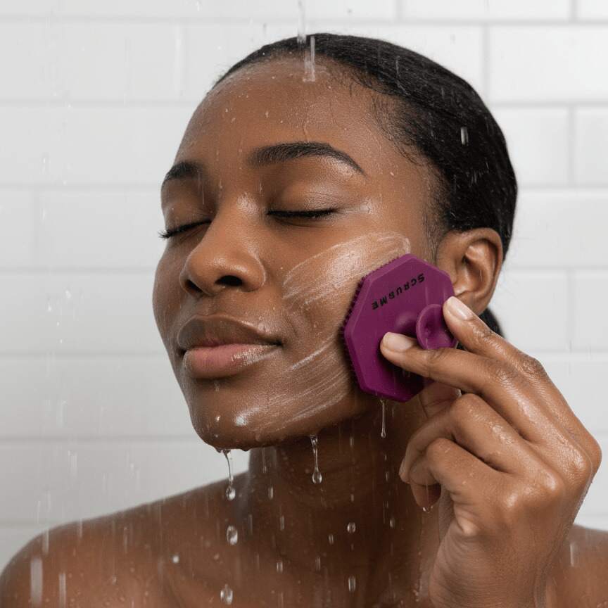 Compact silicone exfoliating face scrubber with soft bristles for gentle daily facial cleansing — view 5