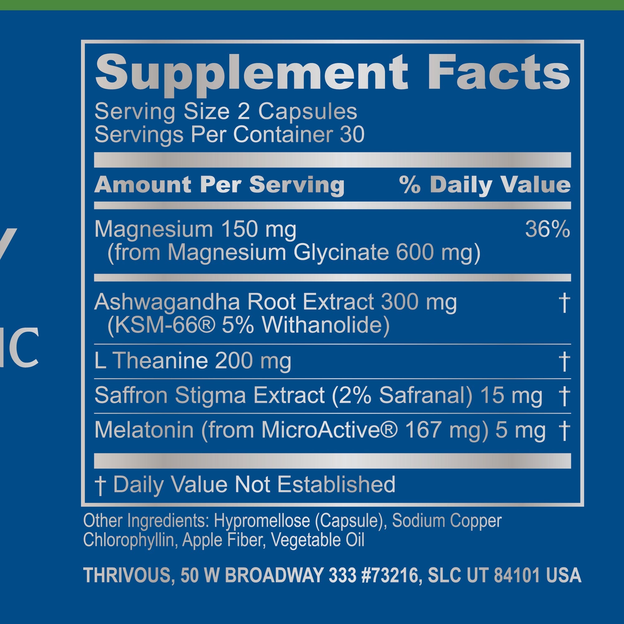 Serenity Nightly Nootropic sleep supplement bottle containing sixty vegetarian capsules with natural calming ingredients — view 4