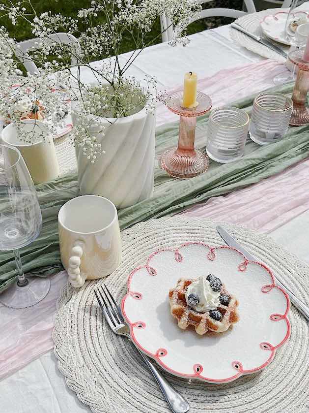Set of two whimsical cloud shaped ceramic dinner plates for an eclectic table setting — view 5