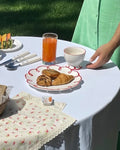 Set of two whimsical cloud shaped ceramic dinner plates for an eclectic table setting