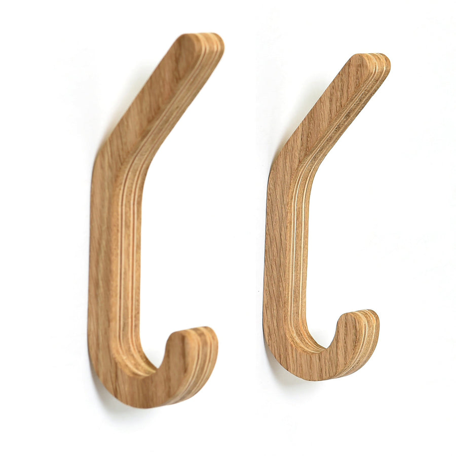 Set of 2 Wooden Wall Hooks for Coats & Storage Organization