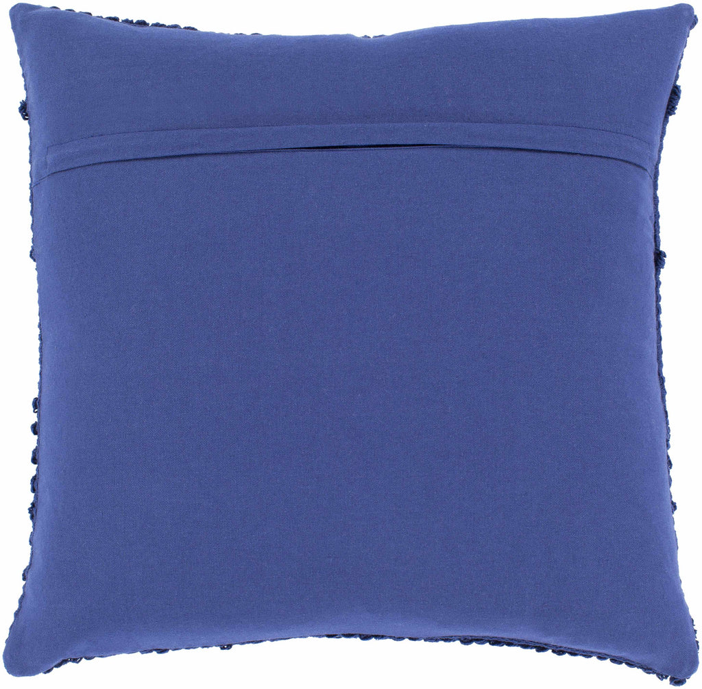 Square navy blue hand woven cotton throw pillow cover for transitional style home decor — view 5