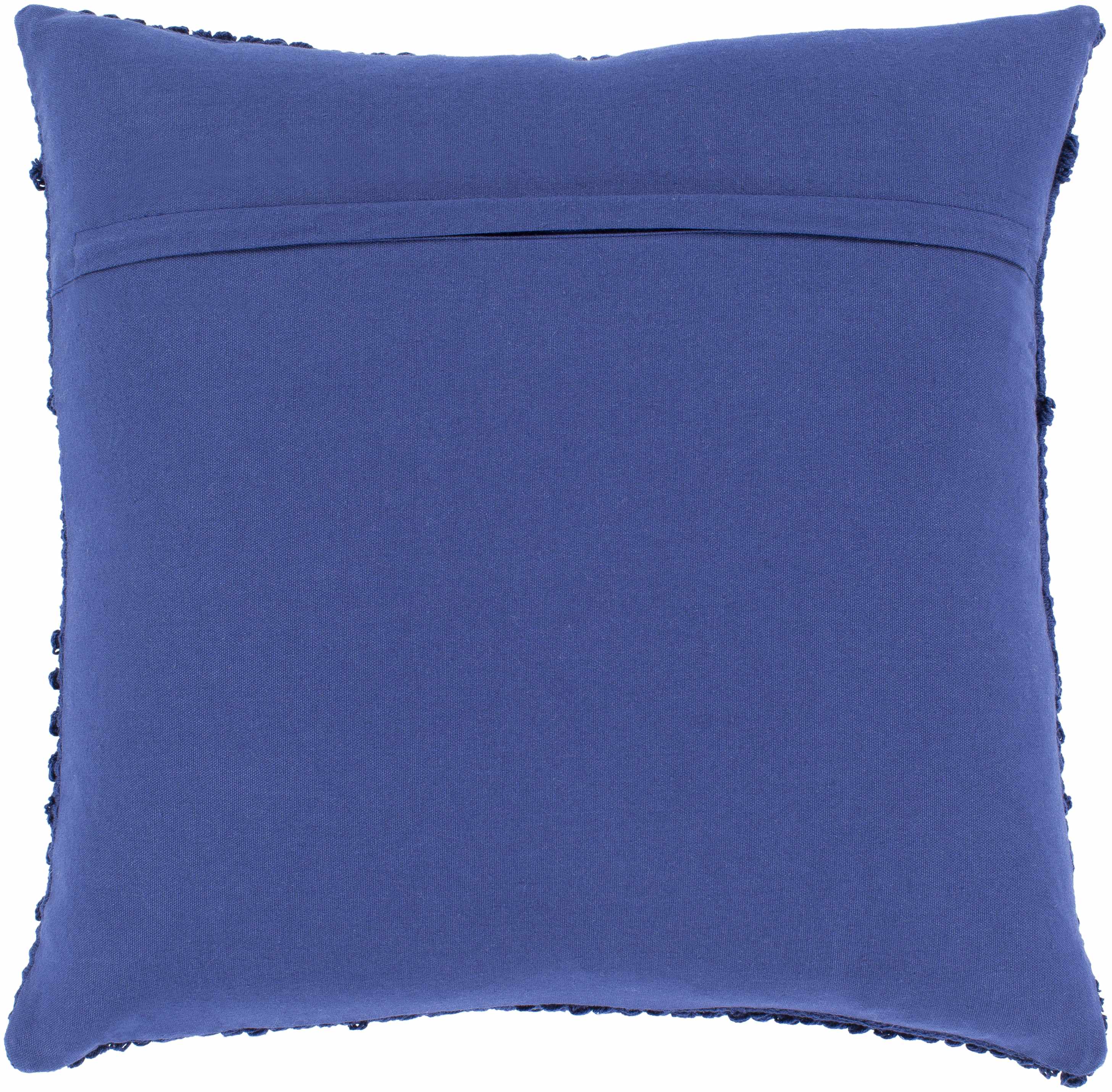 Square navy blue hand woven cotton throw pillow cover for transitional style home decor — view 5
