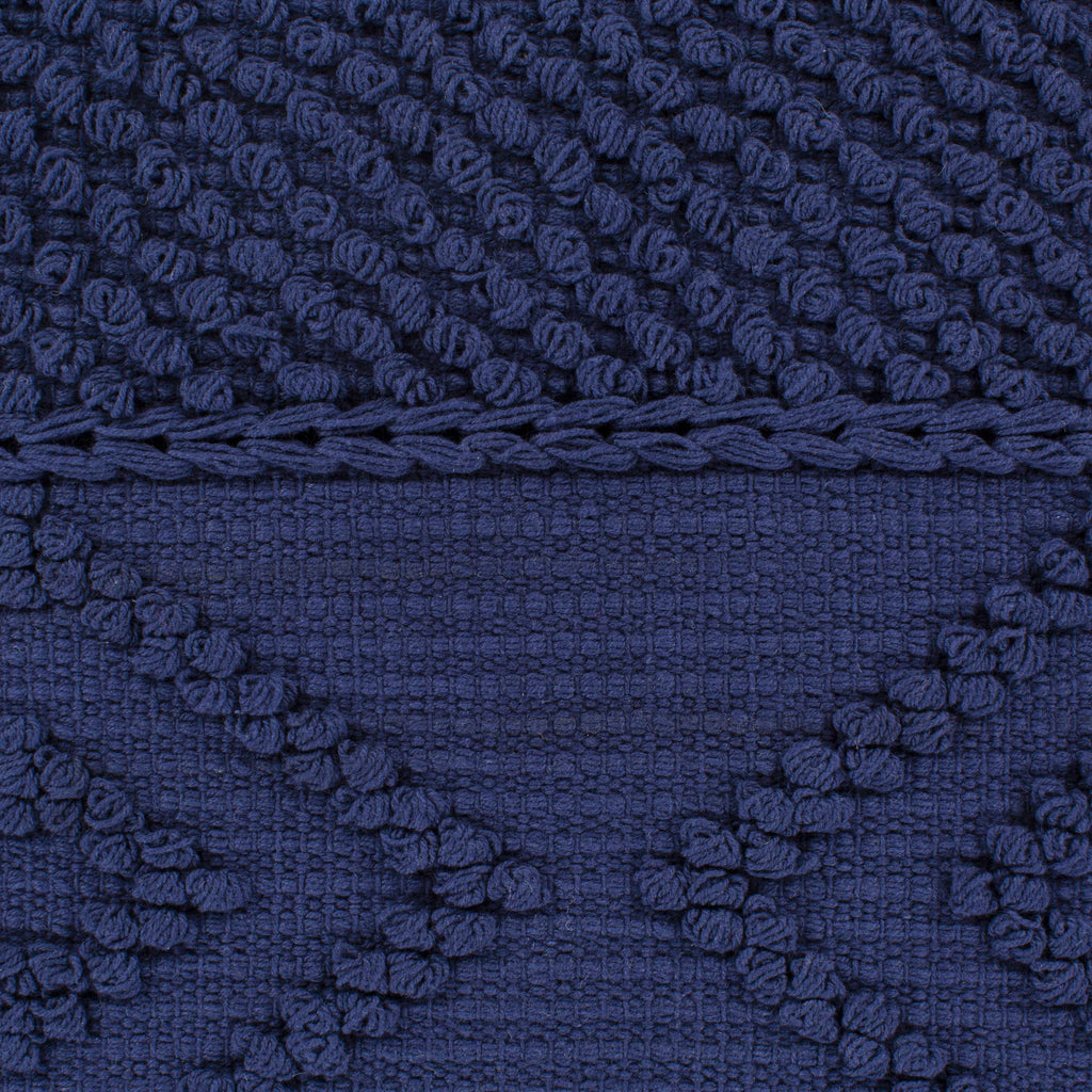 Square navy blue hand woven cotton throw pillow cover for transitional style home decor — view 3