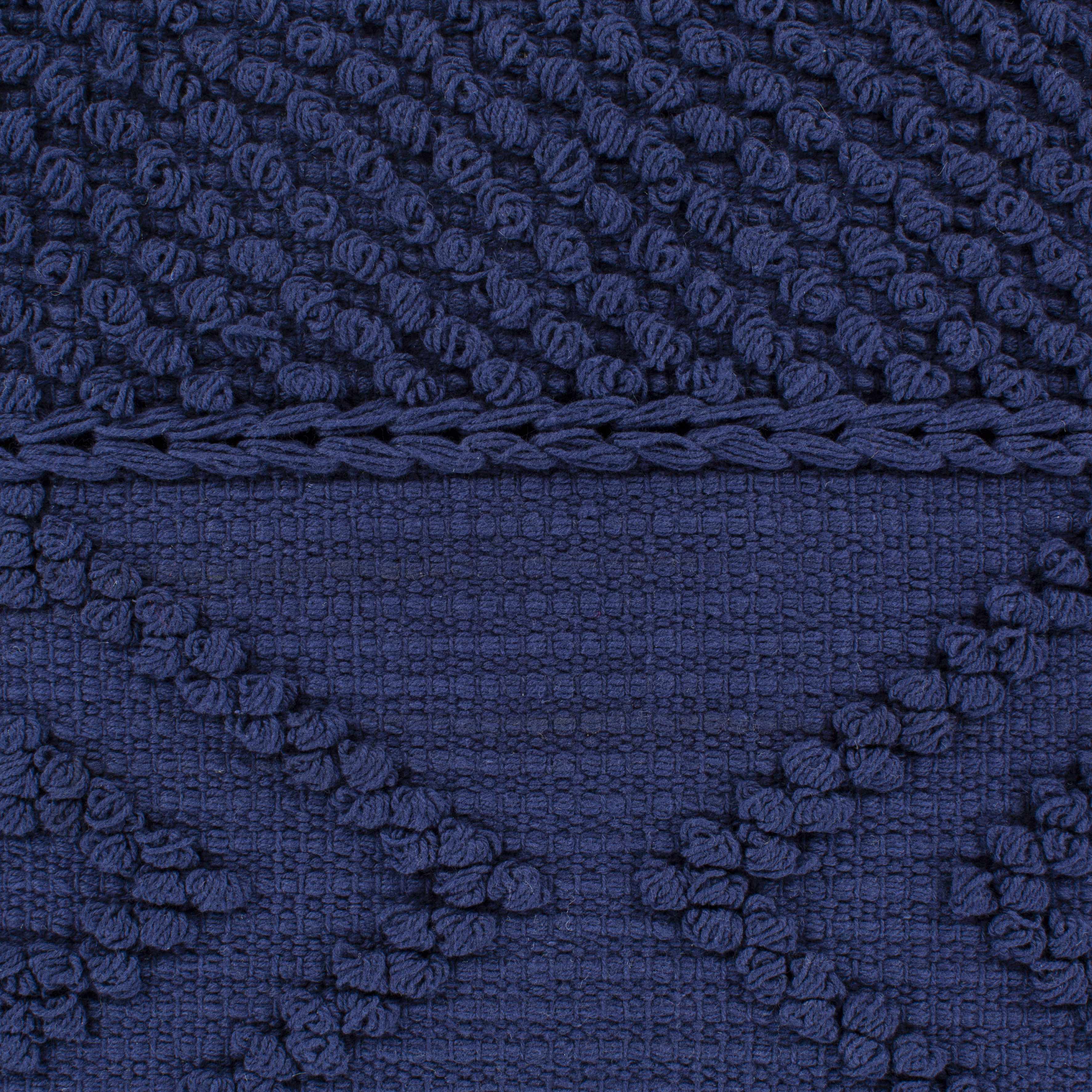 Square navy blue hand woven cotton throw pillow cover for transitional style home decor — view 3